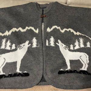 Gray Cardigan with Wolf Pattern